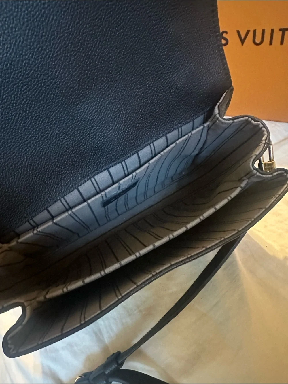 Louis Vuitton Black Embossed Monogram Small Crossbody Bag